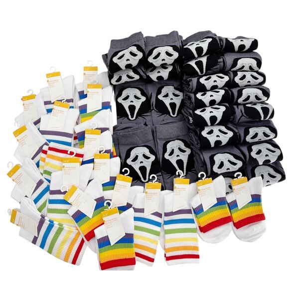 Boutique Accessories - Boutique LOT Socks NEW 34 Pairs Starter Boutique Scream Horror Rainbow LGBTQ